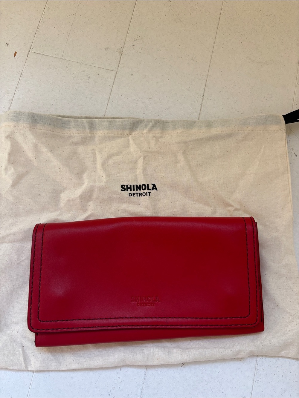 Shinola Red Leather Fold Wallet - Picture 7 of 7